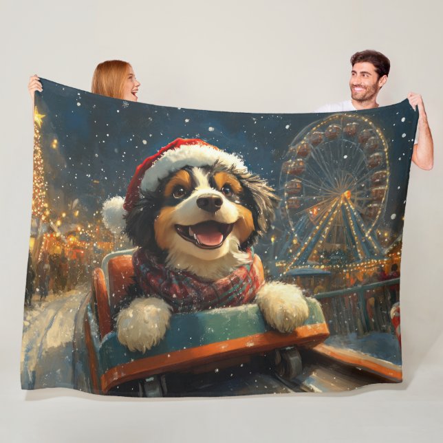 Bernedoodle Dog Roller Untersetzer Weihnachten Fleecedecke (Beispiel)