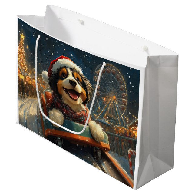 Bernedoodle Dog Roller Untersetzer Weihnachten Große Geschenktüte (Vorderseite Schrägansicht)