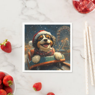 Bernedoodle Dog Roller Untersetzer Weihnachten Serviette