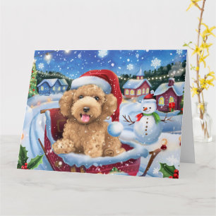 Bernedoodle Dog Sleigh Schnee Weihnachten Karte