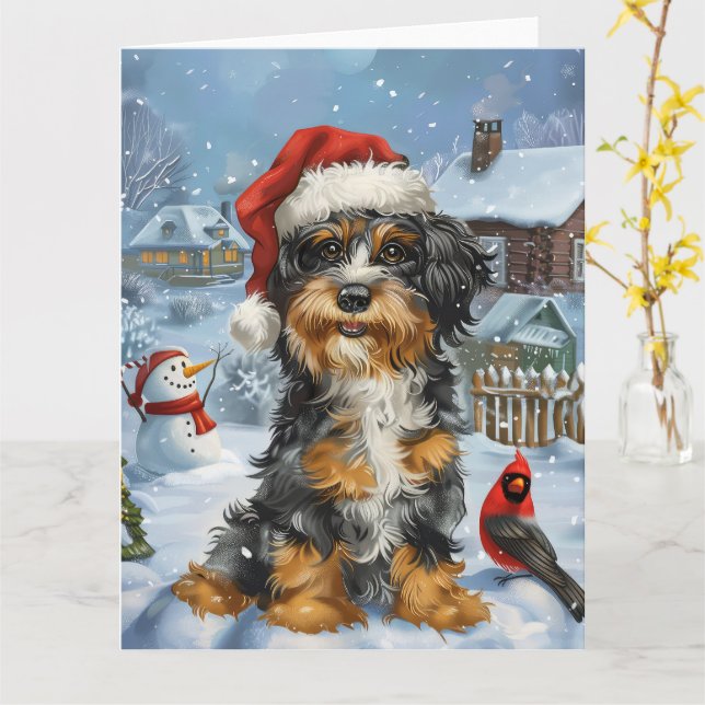 Bernedoodle Dog Winter Wunderland Weihnachten Karte (Gelbe Blume)