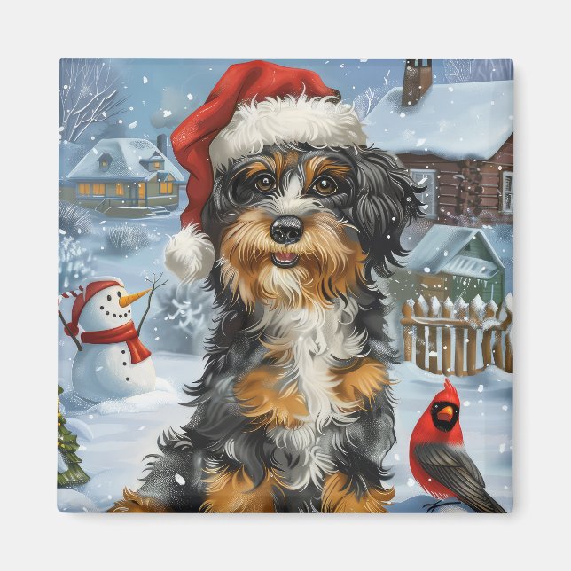 Bernedoodle Dog Winter Wunderland Weihnachten Magnet (Vorne)