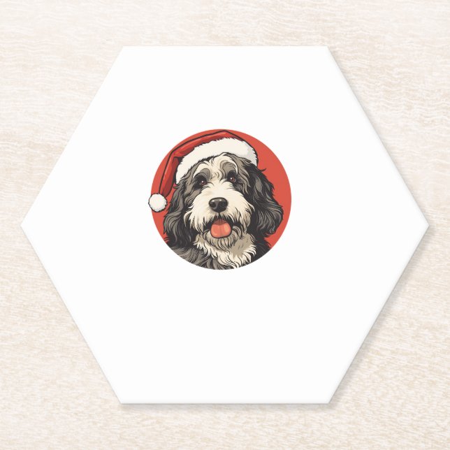 Bernedoodle Dog Xmas Doodle Doodle Niedliche Weihn Untersetzer (Vorderseite)