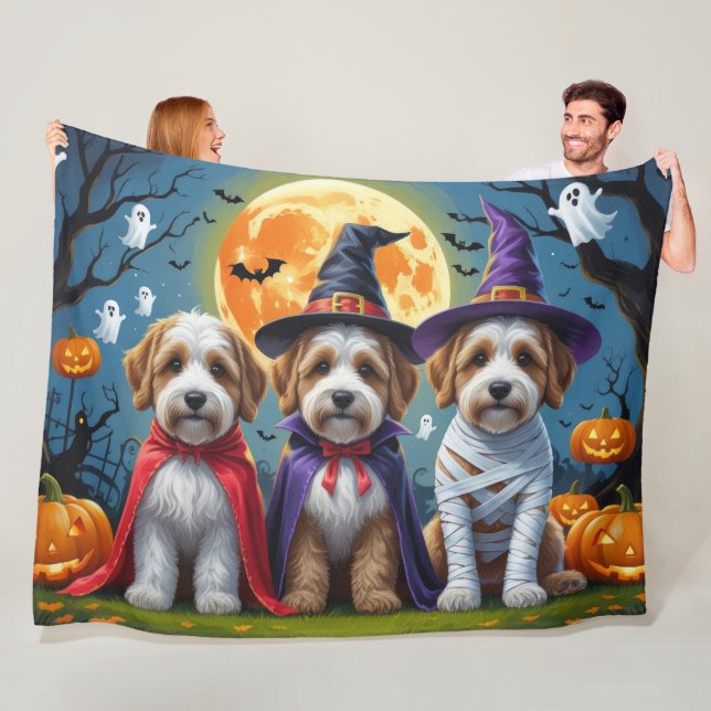 Bernedoodle Dogs Pumpkin Halloween Funny Fleecedecke (Beispiel)