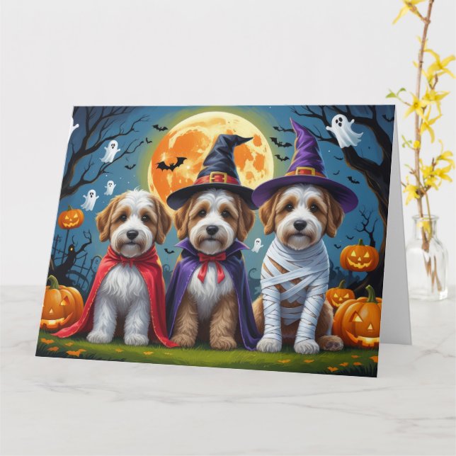 Bernedoodle Dogs Pumpkin Halloween Funny Karte (Gelbe Blume)