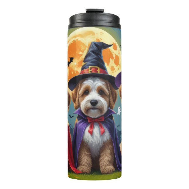Bernedoodle Dogs Pumpkin Halloween Funny Thermosbecher (Vorderseite)