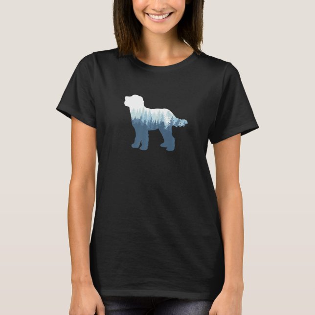 Bernedoodle Doodle Dog Silhouette Outdoor Nature   T-Shirt (Vorderseite)
