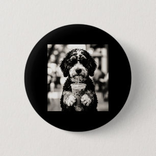 Bernedoodle Eiskaffee Foto Lustige Hunde Liebhaber Button