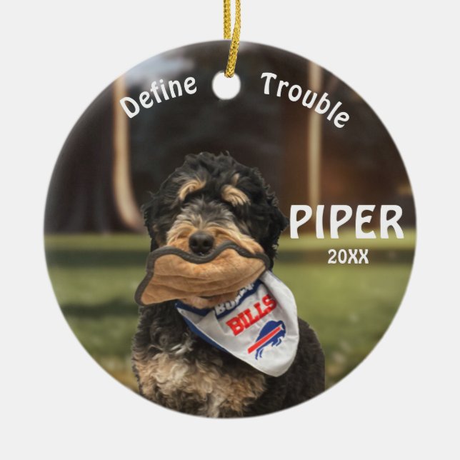 Bernedoodle Football definiert Trouble Ornament (Vorne)