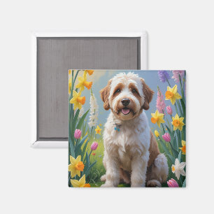 Bernedoodle Frühlingsblumen Malerei Magnet