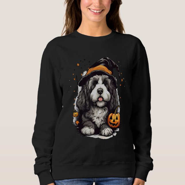 Bernedoodle Halloween Niedlicher und Spooky Doodle Sweatshirt (Vorderseite)