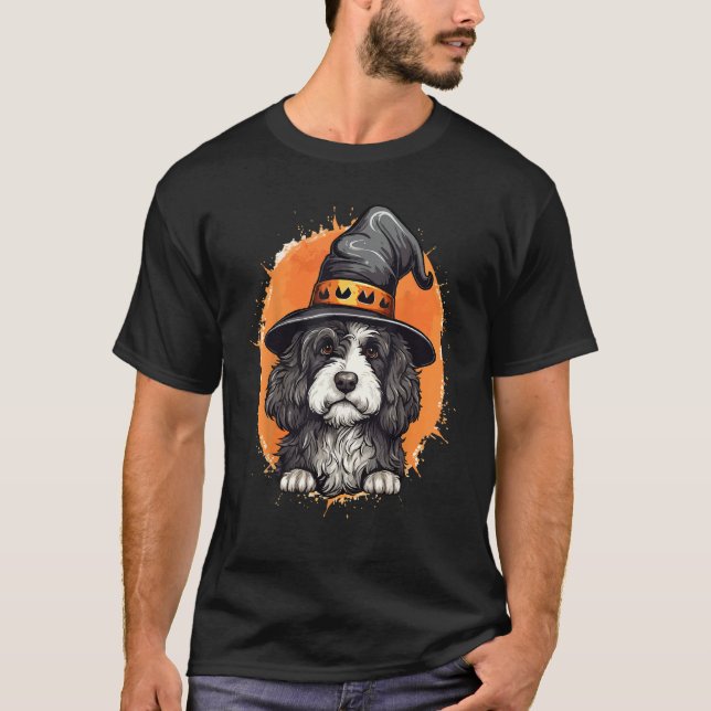 Bernedoodle Halloween Niedlicher und Spooky Doodle T-Shirt (Vorderseite)