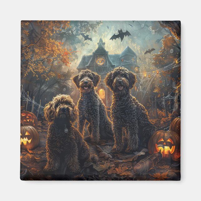 Bernedoodle Halloween Night Doggy Delight Magnet (Vorne)