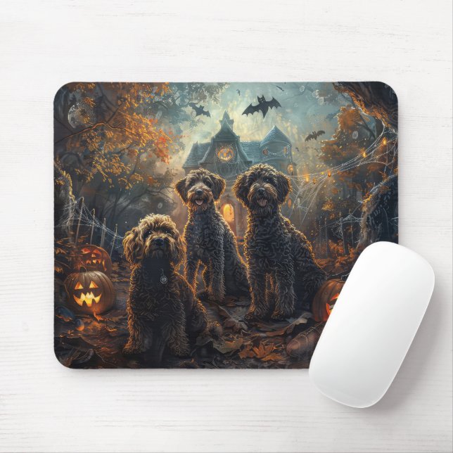 Bernedoodle Halloween Night Doggy Delight Mousepad (Mit Mouse)