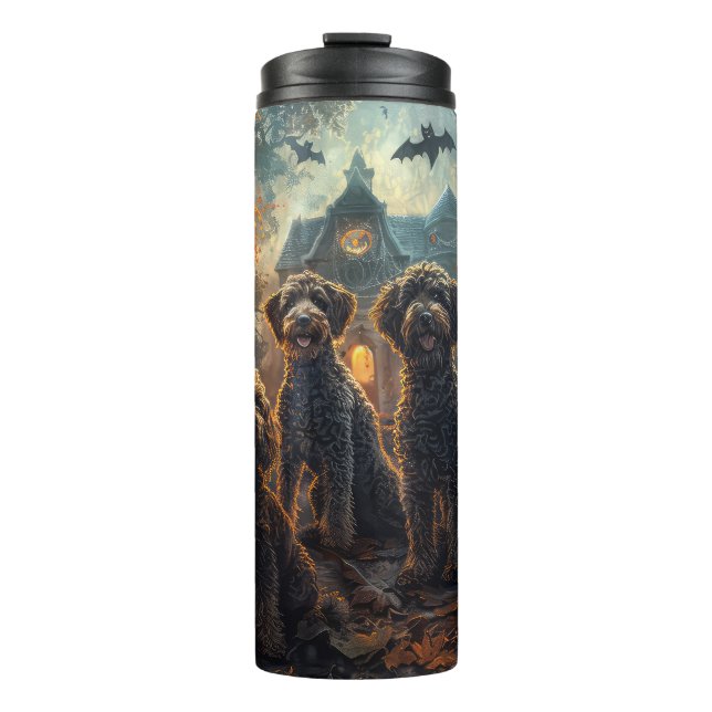 Bernedoodle Halloween Night Doggy Delight Thermosbecher (Vorderseite)