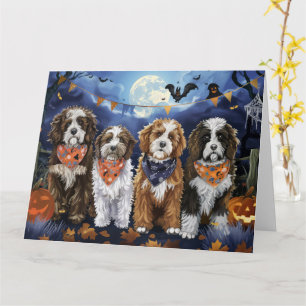 Bernedoodle Halloween Spooky Karte