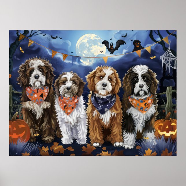Bernedoodle Halloween Spooky Poster (Vorne)