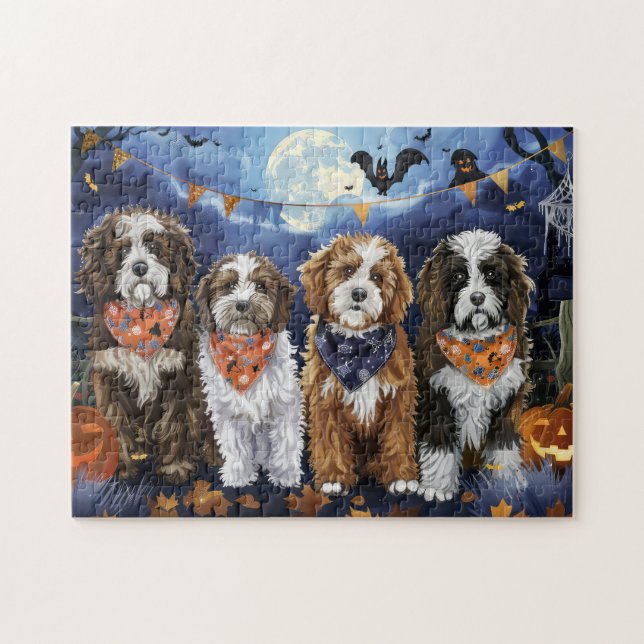 Bernedoodle Halloween Spooky Puzzle (Horizontal)