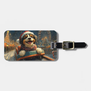 Bernedoodle Hund Achterbahn Weihnachten Gepäckanhänger