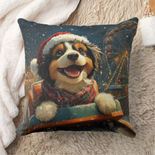 Bernedoodle Hund Achterbahn Weihnachten Kissen
