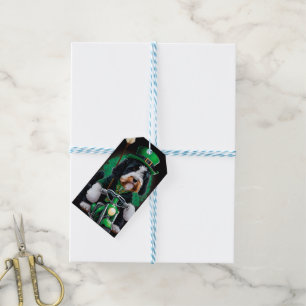 Bernedoodle Hund fährt Fahrrad am St. Patrick's Da Geschenkanhänger