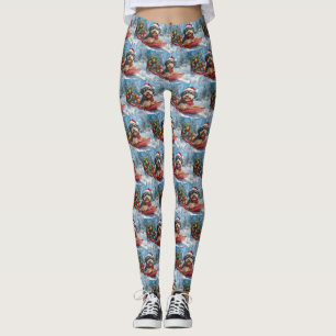 Bernedoodle Hund im Schlitten Lass es schneien Wei Leggings