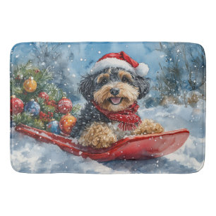 Bernedoodle Hund in Sledge Let it Schnee Weihnacht Badematte