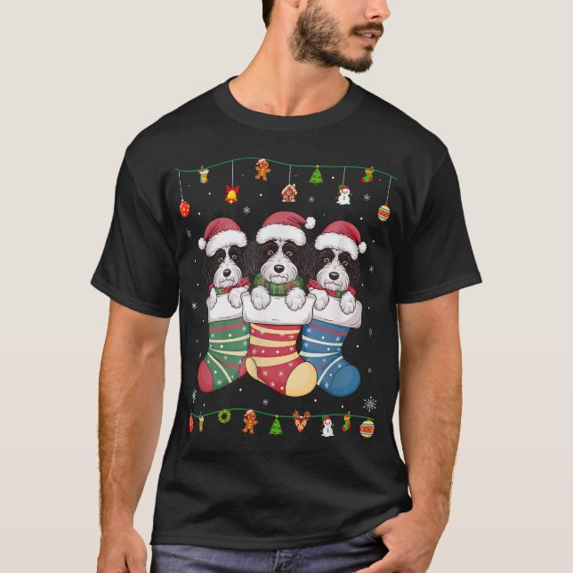 Bernedoodle Hund in Weihnachten Männer Frauen Kind T-Shirt (Vorderseite)