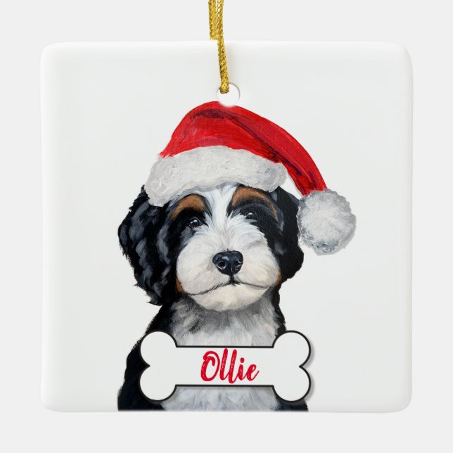 Bernedoodle Hund Ornament (Vorderseite)