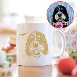 Bernedoodle Hund Personalisiert Zeichnend Hand Kaffeetasse