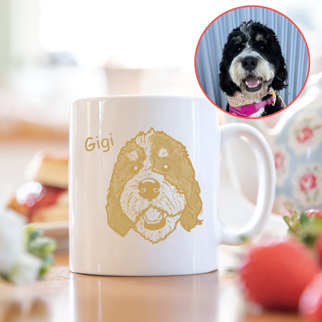 Bernedoodle Hund Personalisiert Zeichnend Hand Kaffeetasse (Von Creator hochgeladen)