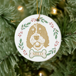 Bernedoodle Hund Personalisiert Zeichnend Hand Keramik Ornament