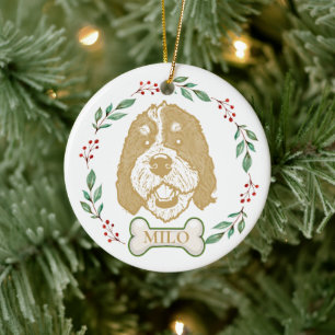 Bernedoodle Hund Personalisiert Zeichnend Hand Keramik Ornament