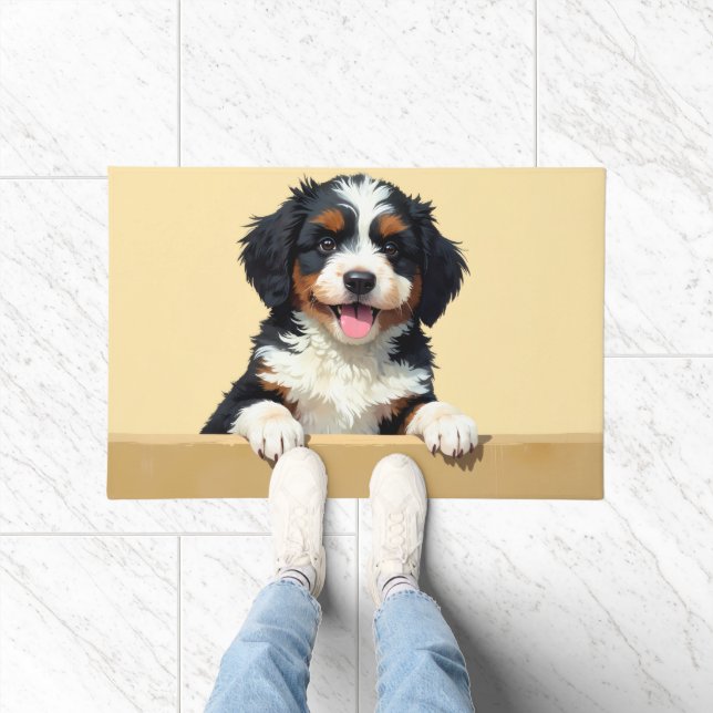 Bernedoodle-Hund-Türmatte-Kunst Fußmatte (Indoor)