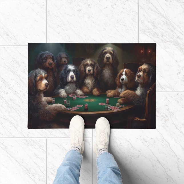 Bernedoodle Hunde Poker Fußmatte (Indoor)