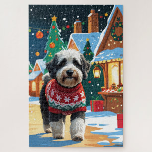 Bernedoodle Hunde Weihnachten Schnee Urlaub Puzzle