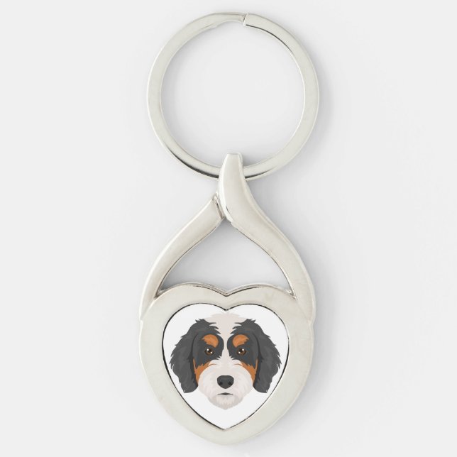 Bernedoodle-Hundemischung Schlüsselanhänger (Vorderseite)