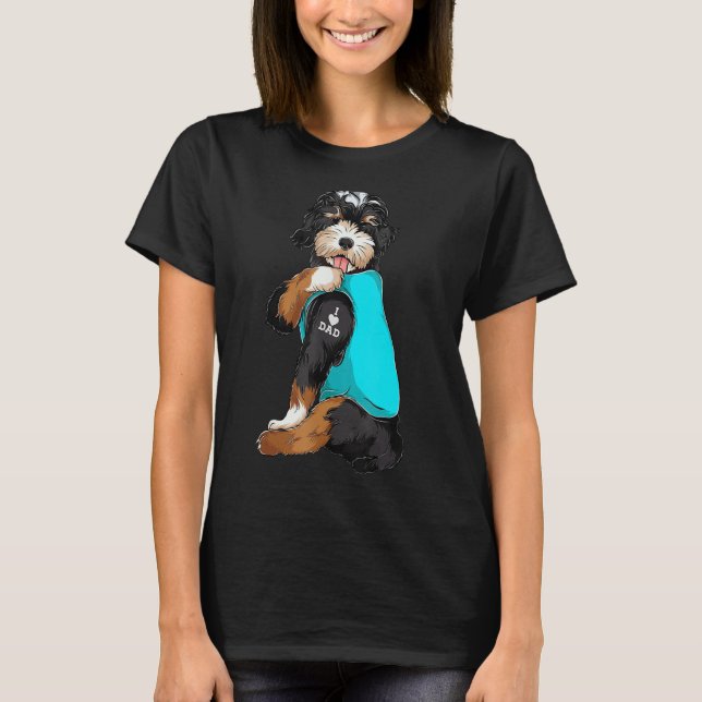 Bernedoodle I Liebe Vater Tattoo Apparel Dog Vater T-Shirt (Vorderseite)