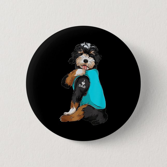 Bernedoodle I Liebe Vater Tattoo Apparel, Hund Vat Button (Vorderseite)