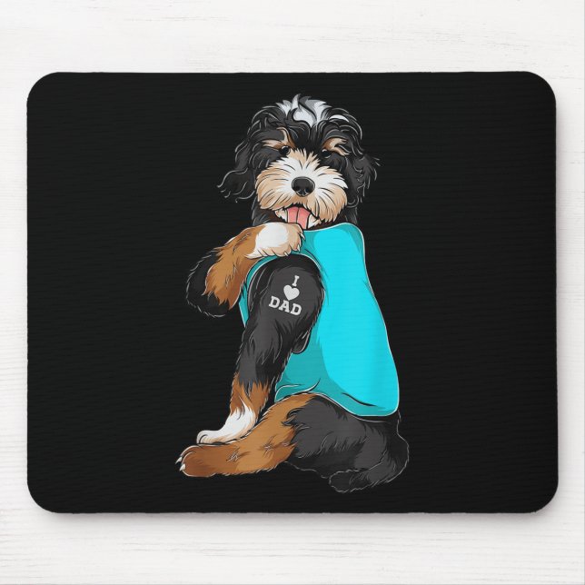 Bernedoodle I Liebe Vater Tattoo Apparel, Hund Vat Mousepad (Vorne)