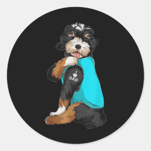 Bernedoodle I Liebe Vater Tattoo Apparel, Hund Vat Runder Aufkleber