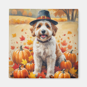 Bernedoodle im Herbst lässt Erntedank Art Magnet