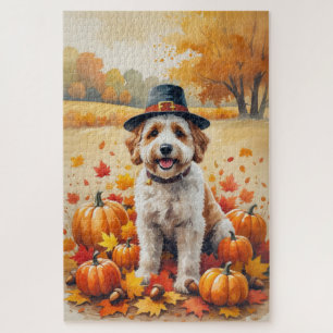 Bernedoodle im Herbst lässt Erntedank Art Puzzle