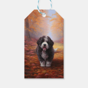 Bernedoodle im Herbst Leaves Fall Inspiriert Geschenkanhänger
