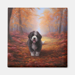 Bernedoodle im Herbst Leaves Fall Inspiriert Magnet
