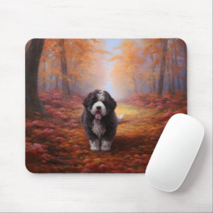 Bernedoodle im Herbst Leaves Fall Inspiriert Mousepad