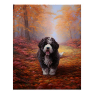 Bernedoodle im Herbst Leaves Fall Inspiriert Poster
