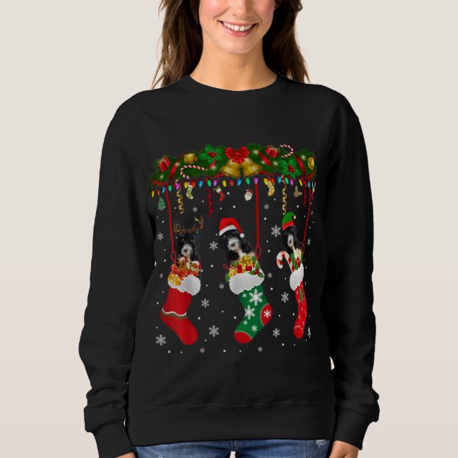 Bernedoodle in Sock Xmas Rentier Santa ELF Hund Sweatshirt (Vorderseite)