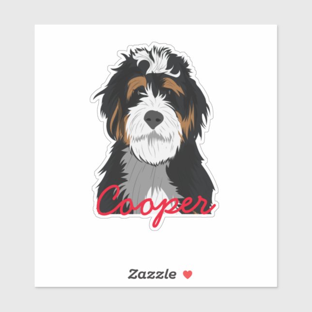 Bernedoodle-Individuelle Name Aufkleber (Blatt)