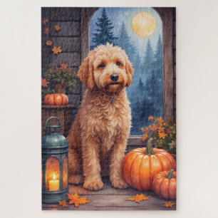 Bernedoodle Kuschelhütte Halloween-Kunstwerk Puzzle